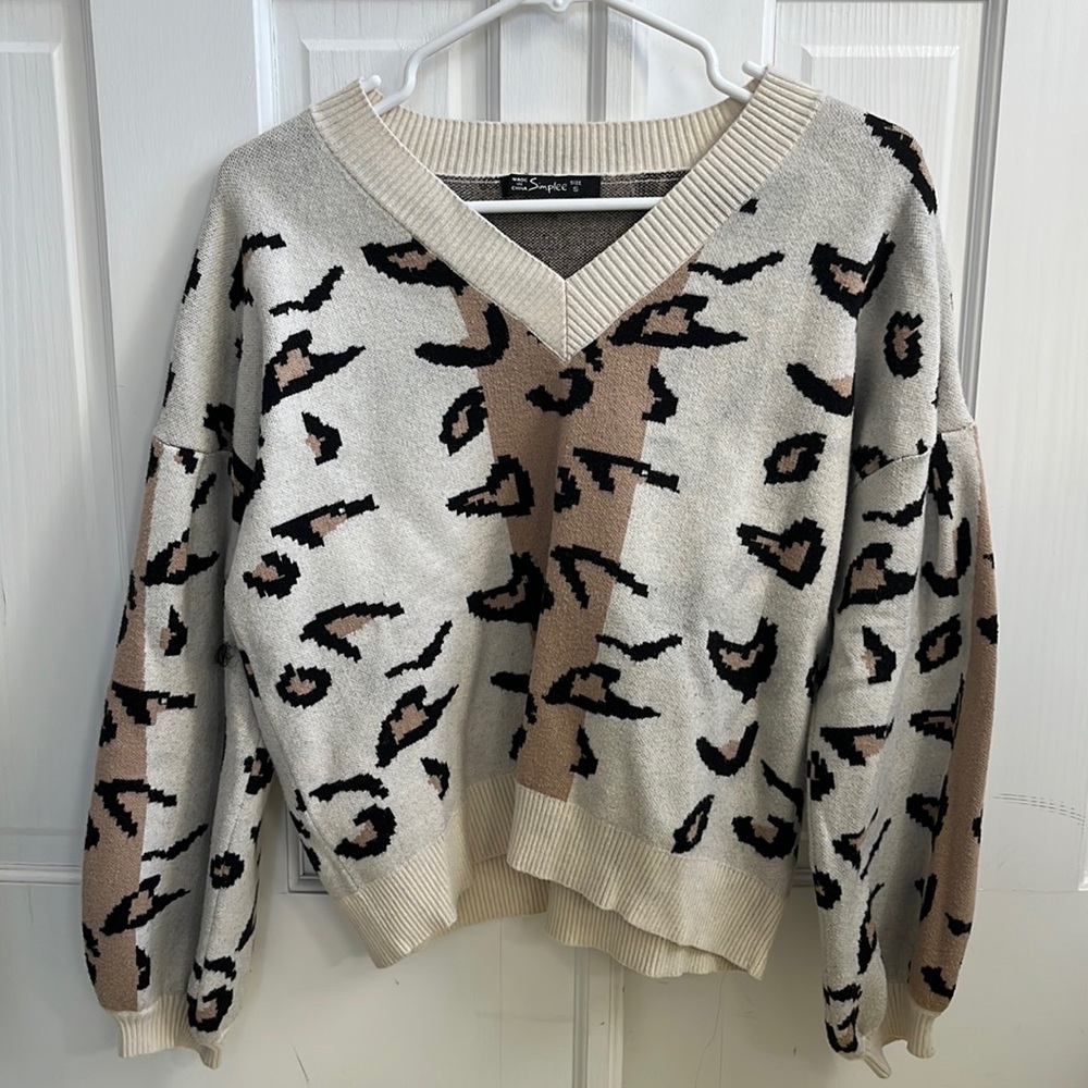 Lantern Sleeve Cheetah Sweater